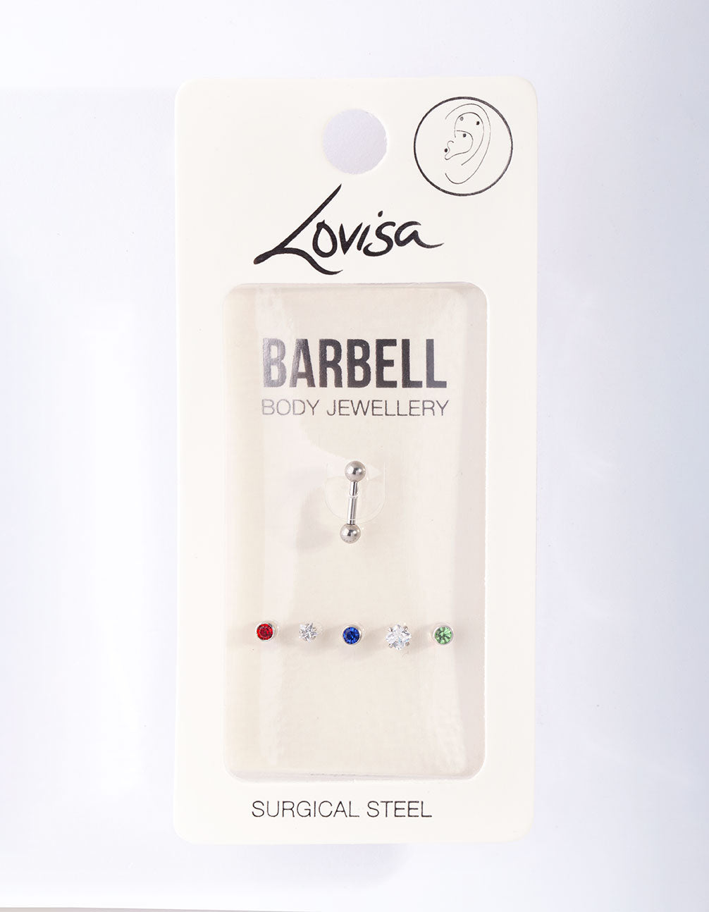 Surgical Steel Multi Stone Barbell Earrings