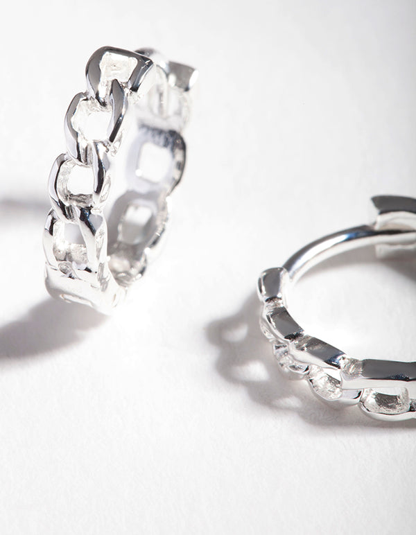 Sterling Silver Chain Huggie Earrings