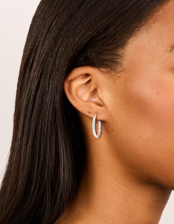 Sterling Silver Shiny 25mm Hoop Earrings
