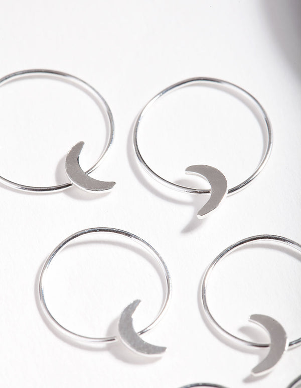 Sterling Silver Moon Graduating Hoop Earring Pack
