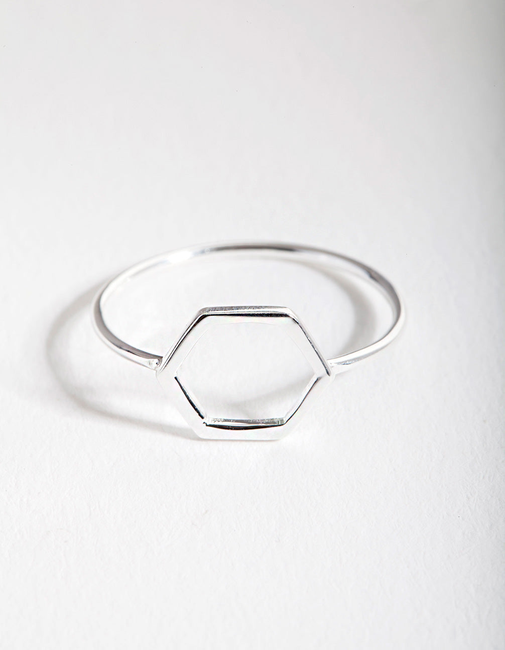 Sterling Silver Open Hexagon Ring