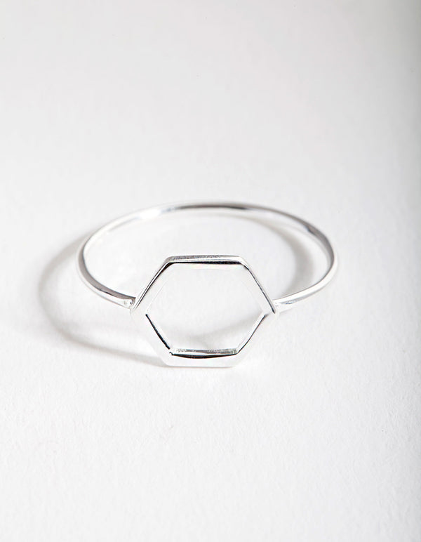 Sterling Silver Open Hexagon Ring