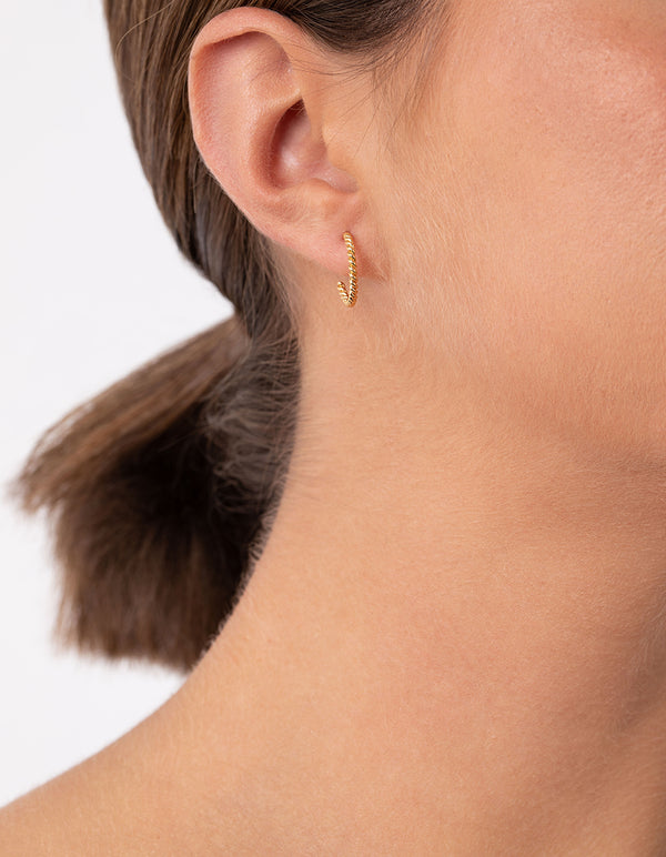 Gold Plated Sterling Silver Open Rope Hoop Earrings