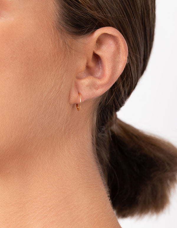 Gold Plated Sterling Silver Hammered Hoop Earrings