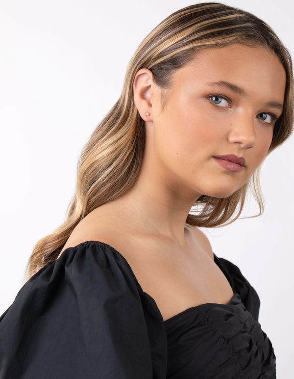 Gold Plated Sterling Silver Cubic Zirconia Starburst Earrings