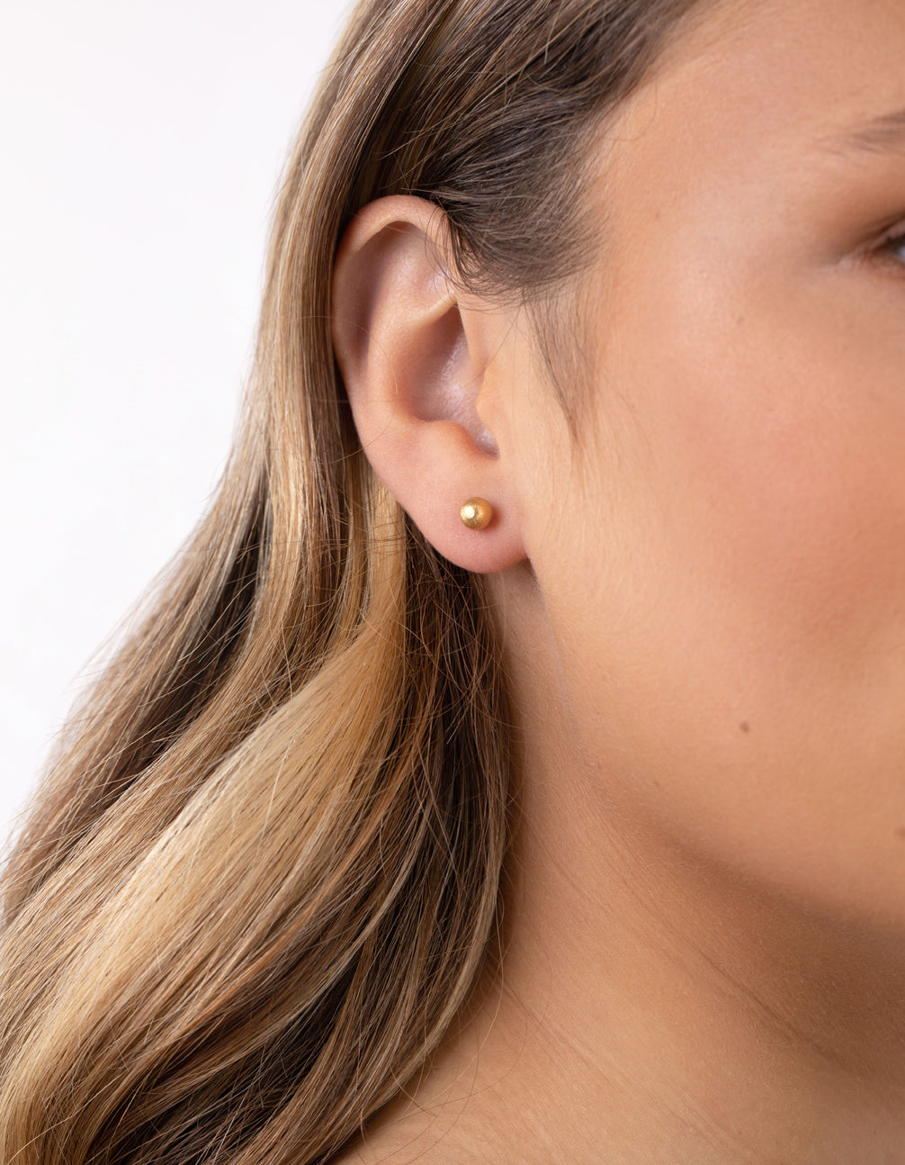 Gold Plated Sterling Silver 5mm Satin Stud Earrings