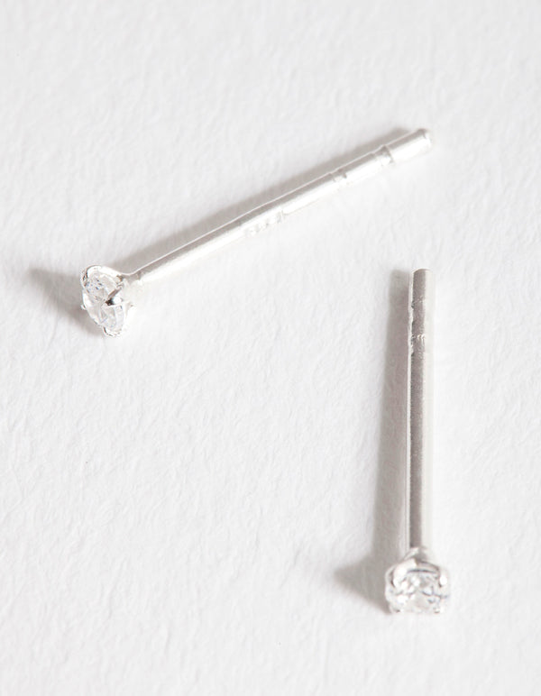 Sterling Silver Micro Cubic Zirconia Stud Earrings