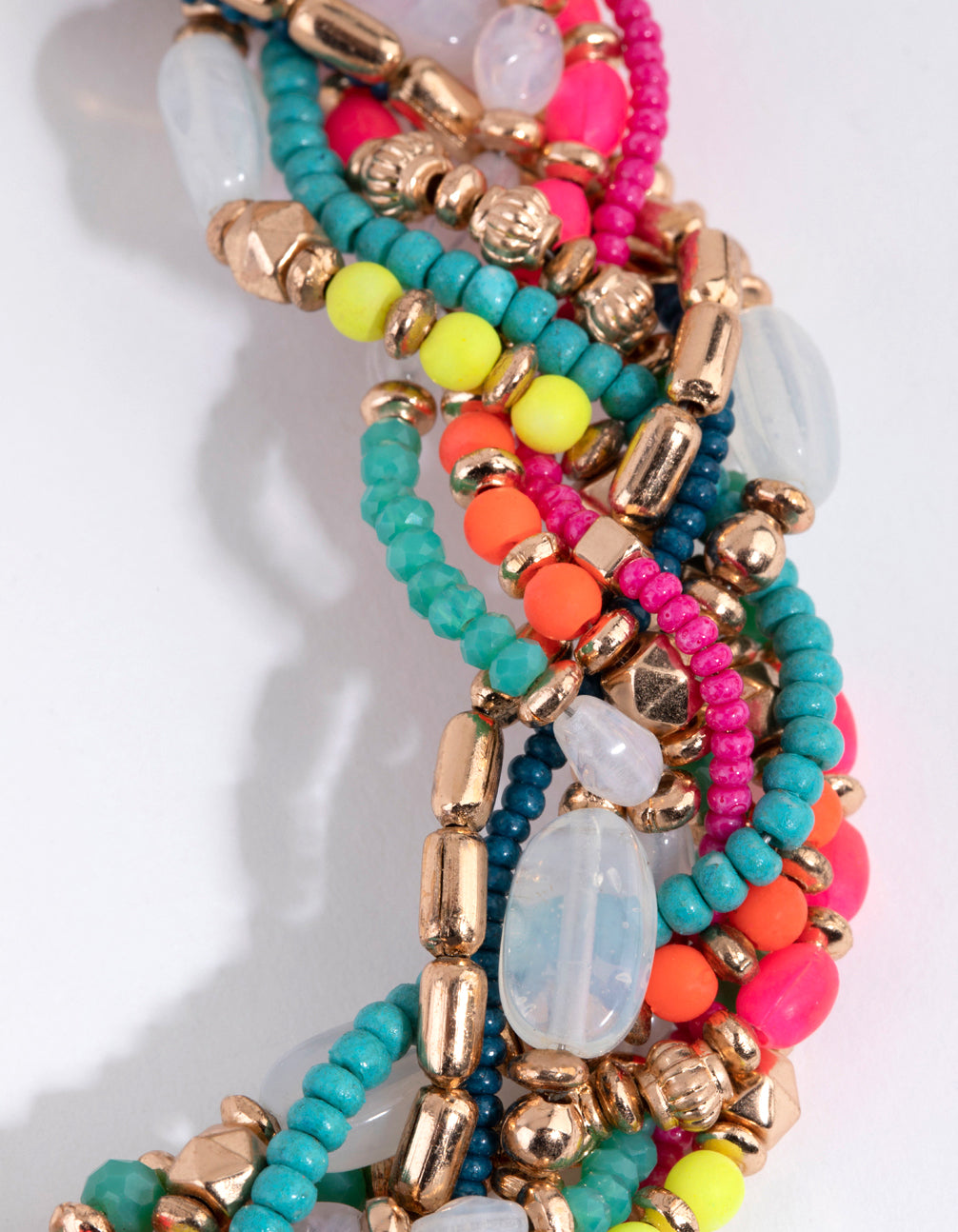 Multicoloured Beaded Plait Collar Necklace