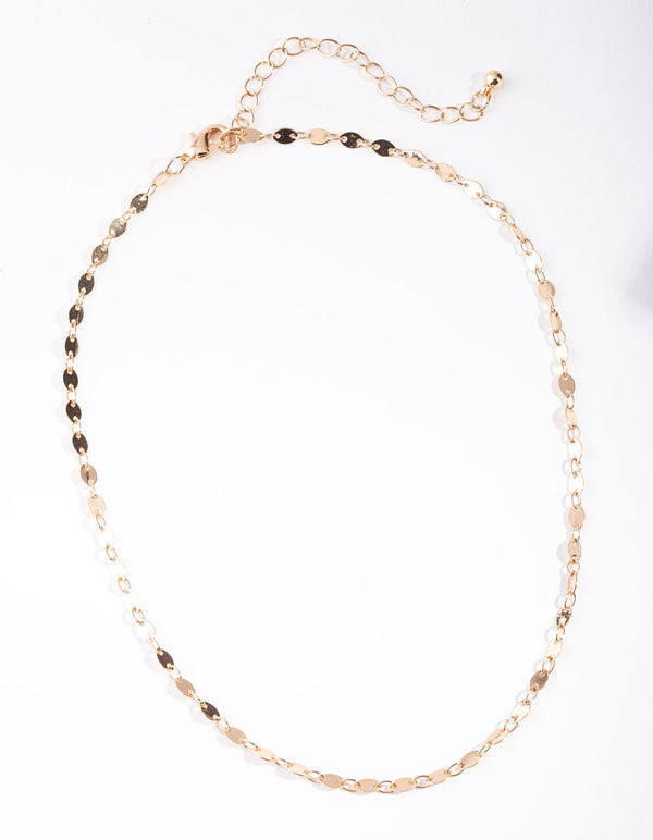 Gold Flat Disc Chain Necklace