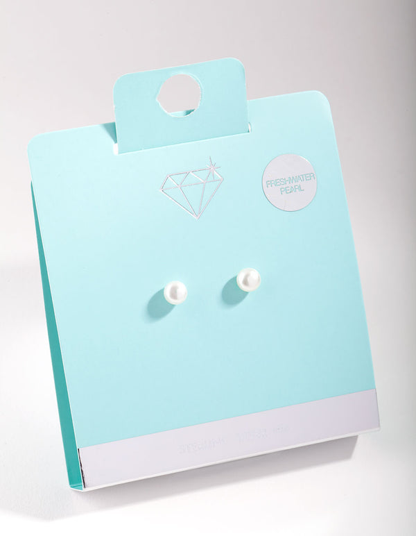 Sterling Silver 5mm Freshwater Pearl Stud Earrings