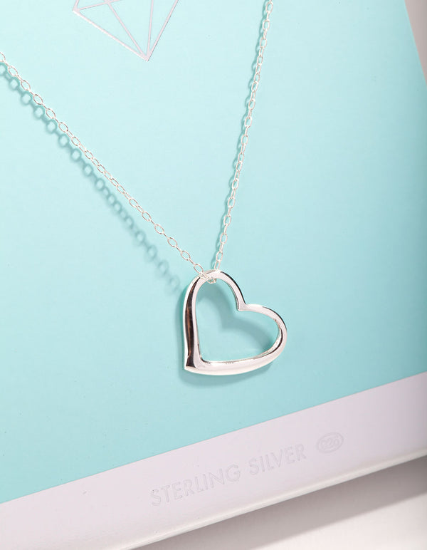Sterling Silver Open Heart Necklace