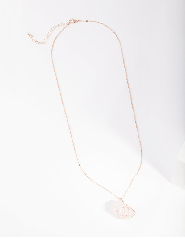 Rose Gold Wire Wrapped Rose Quartz Necklace