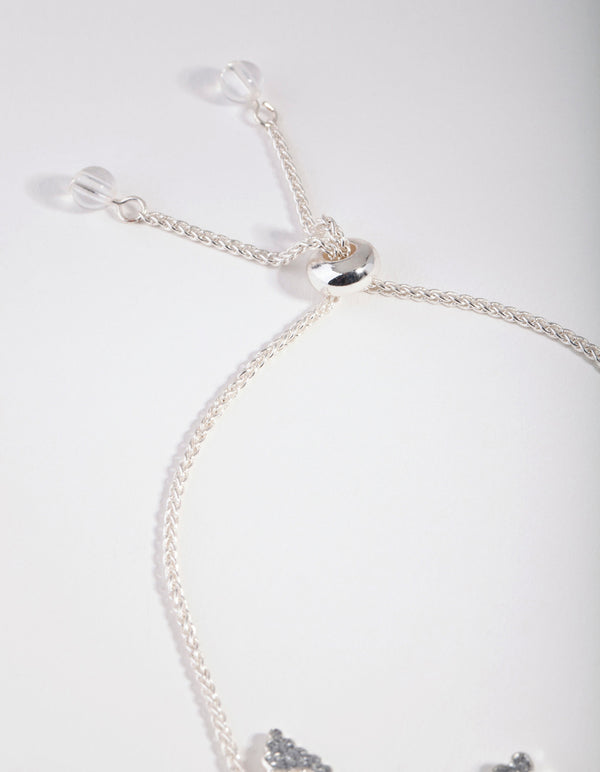 Silver Glitter Butterfly Toggle Bracelet