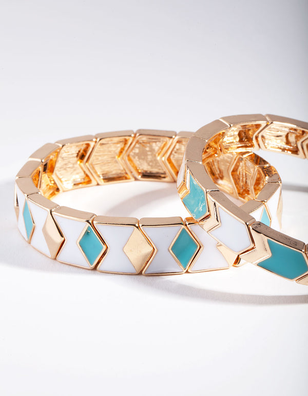 Blue & Gold Triangle Enamel Bracelet Pack