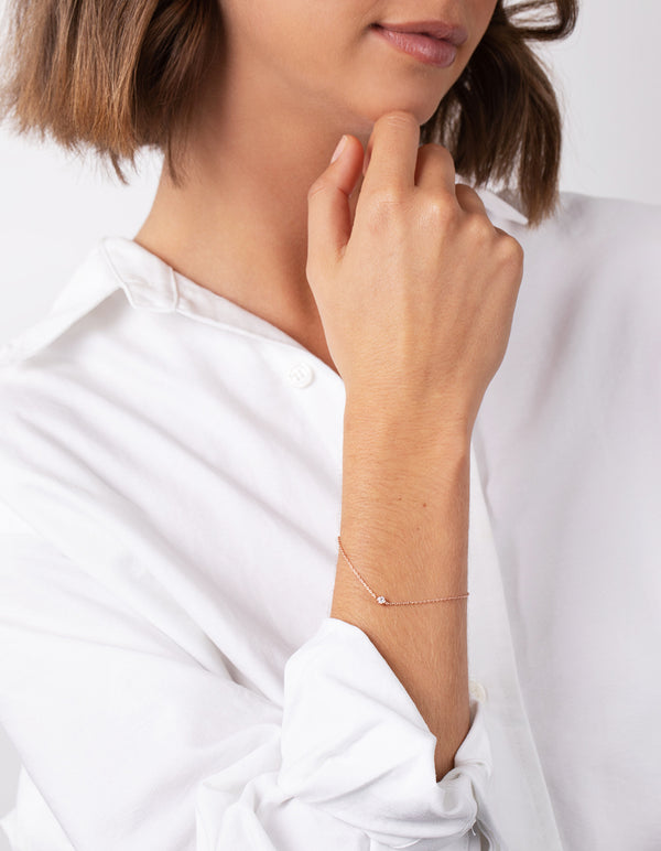 Rose Gold Plated Sterling Silver Baby Crystal Bracelet