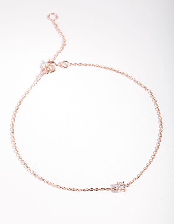 Rose Gold Plated Sterling Silver Baby Crystal Bracelet