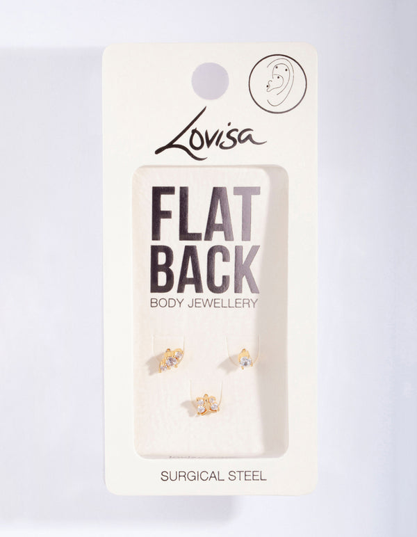 Gold Plated Surgical Steel Fine Butterfly Flat Back Pack