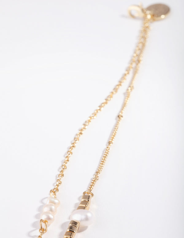 Gold & Pearl 2 Chain Anklet