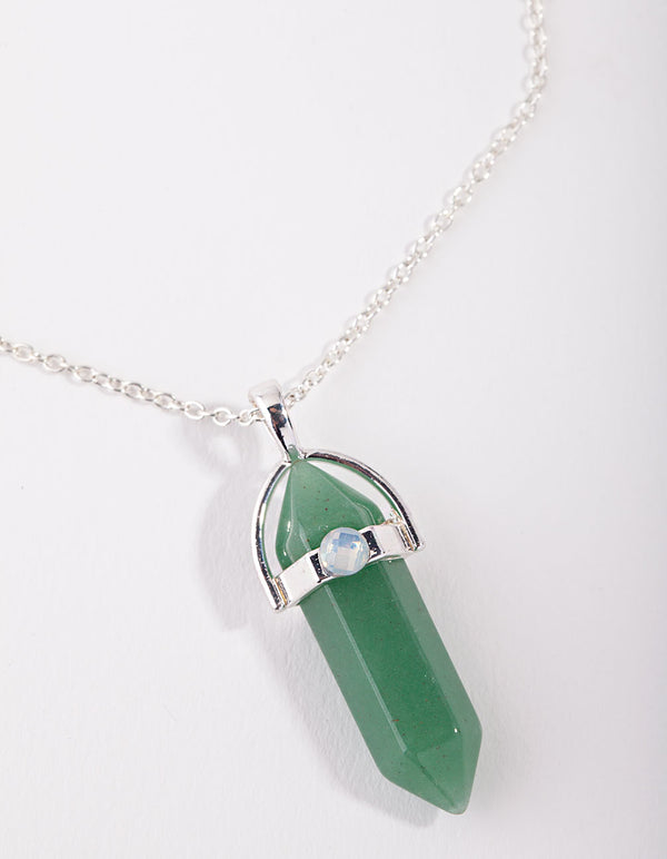 Silver Green Semi-Precious Cage Shard Necklace