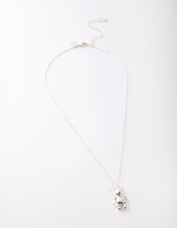 Silver Teddy Bear Necklace
