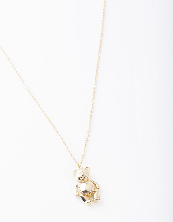 Gold Teddy Bear Necklace