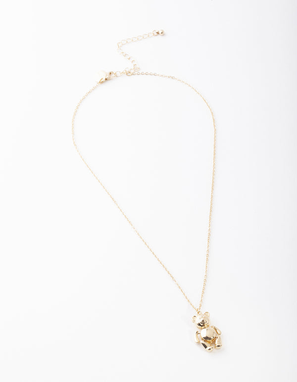 Gold Teddy Bear Necklace