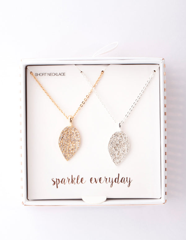 Mixed Metal Filigree Leaf Necklace Pack