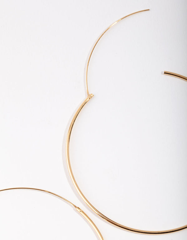 Gold Plated Sterling Silver 60mm Plain Hoop Earrings