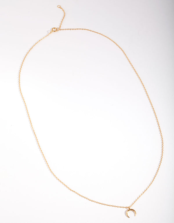 Gold Plated Sterling Silver Micro Crescent Moon Necklace