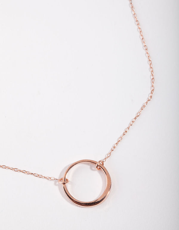 Rose Gold Plated Sterling Silver Half Pave Heart Necklace