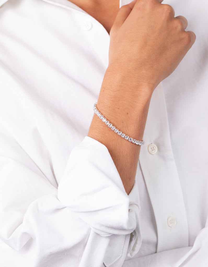 Silver Cubic Zirconia Navette Tennis Bracelet Lovisa