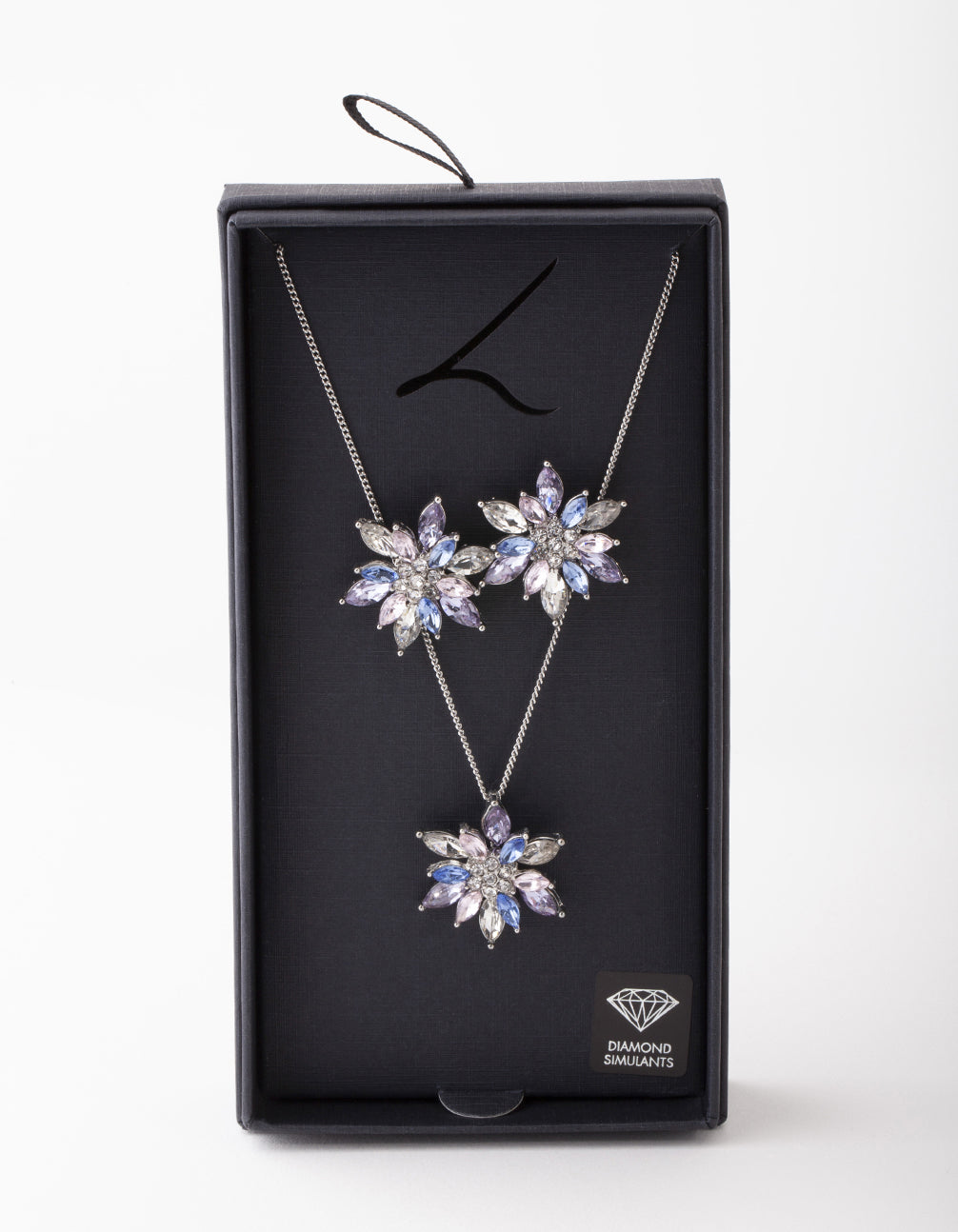 Silver Flower Earring & Necklace Set