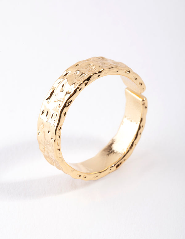 Gold Plated Molten Adjustable Ring