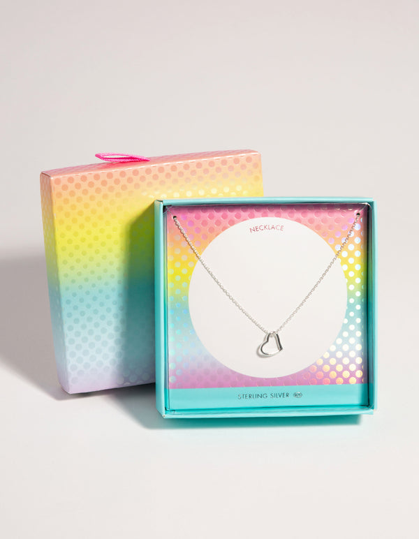 Kids Sterling Silver Cutout Heart 30cm Necklace