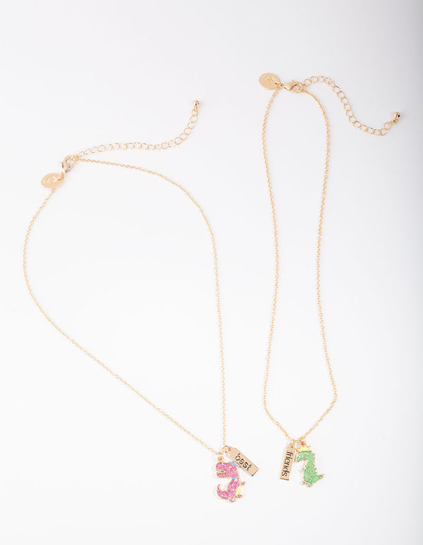 Kids Gold Dinosaur Best Friend Necklace