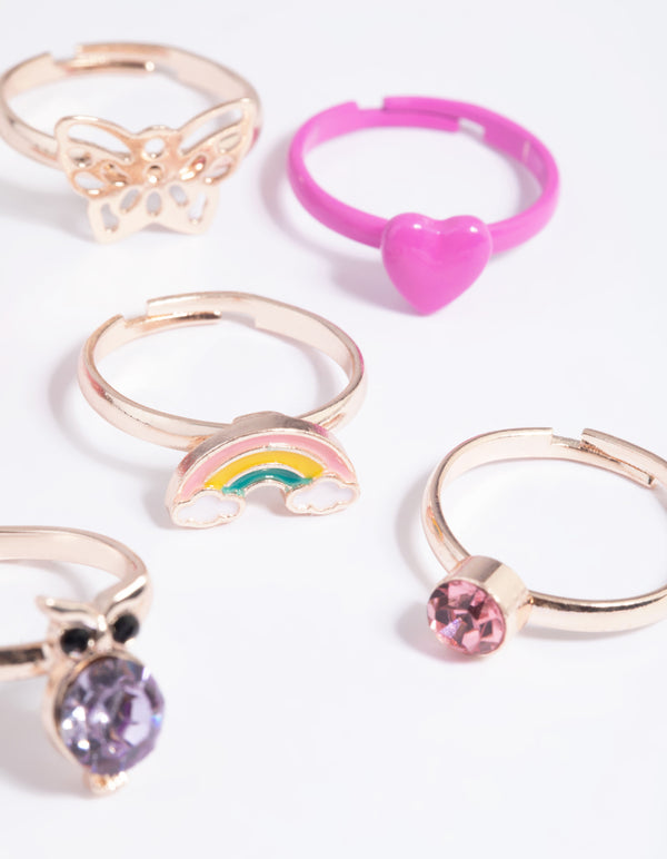 Kids Rose Gold Fairy Tale 6-Pack Rings