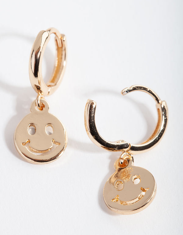 Smiley Face Huggie Earrings