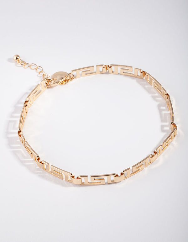 Gold Greek Key Anklet