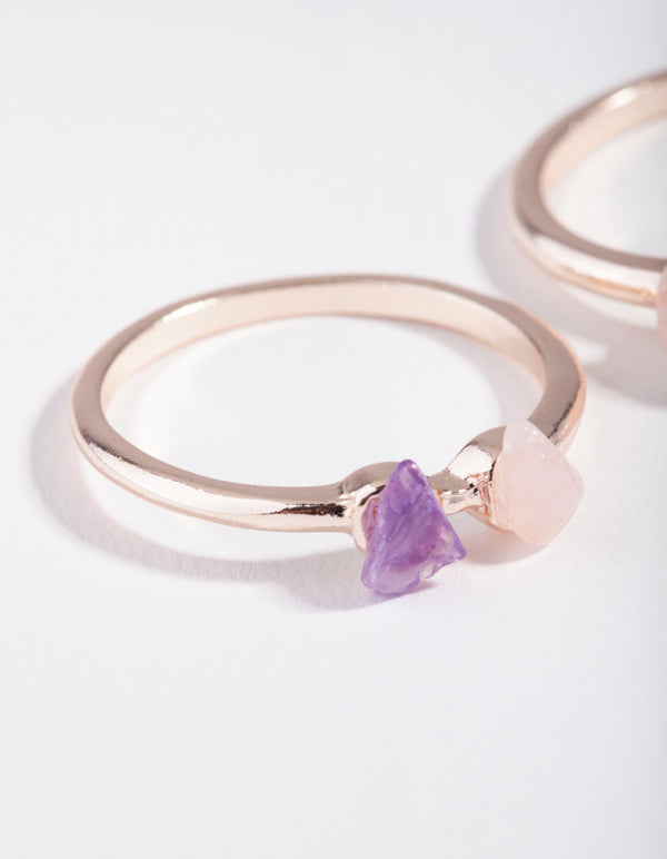 Rose Gold Multi Stone 2 Stack Pack
