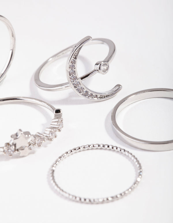 Silver Moon & Stars 5-Pack Ring