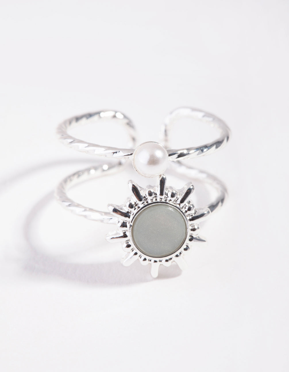 Silver Sun & Pearl Ring