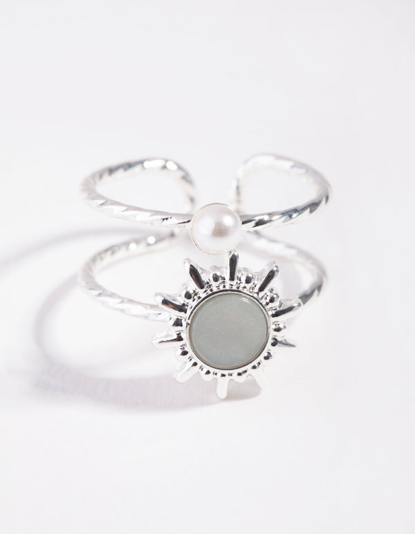 Silver Sun & Pearl Ring