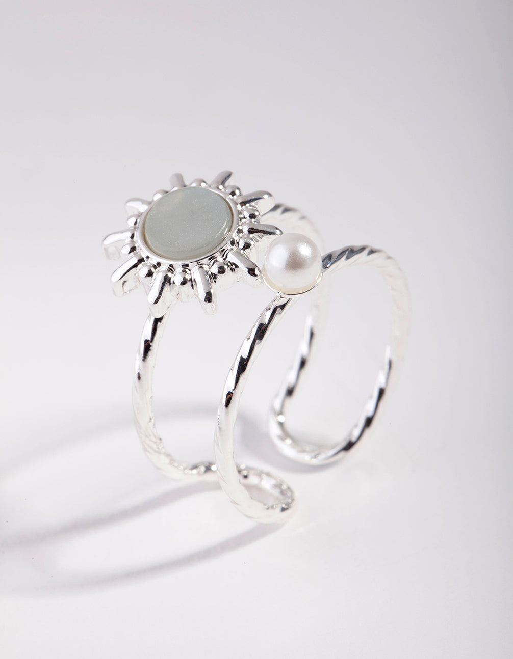 Silver Sun & Pearl Ring