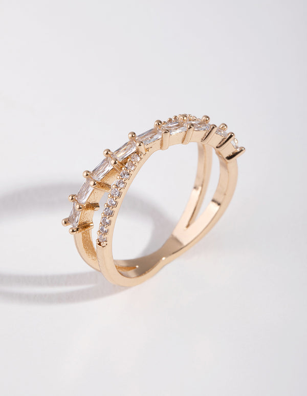 Gold Cubic Zirconia Orbit Band Ring