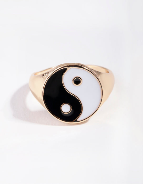 Gold Yin Yang Signet Ring