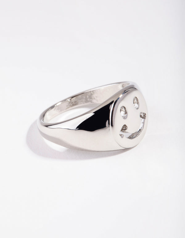 Silver Smiley Face Ring