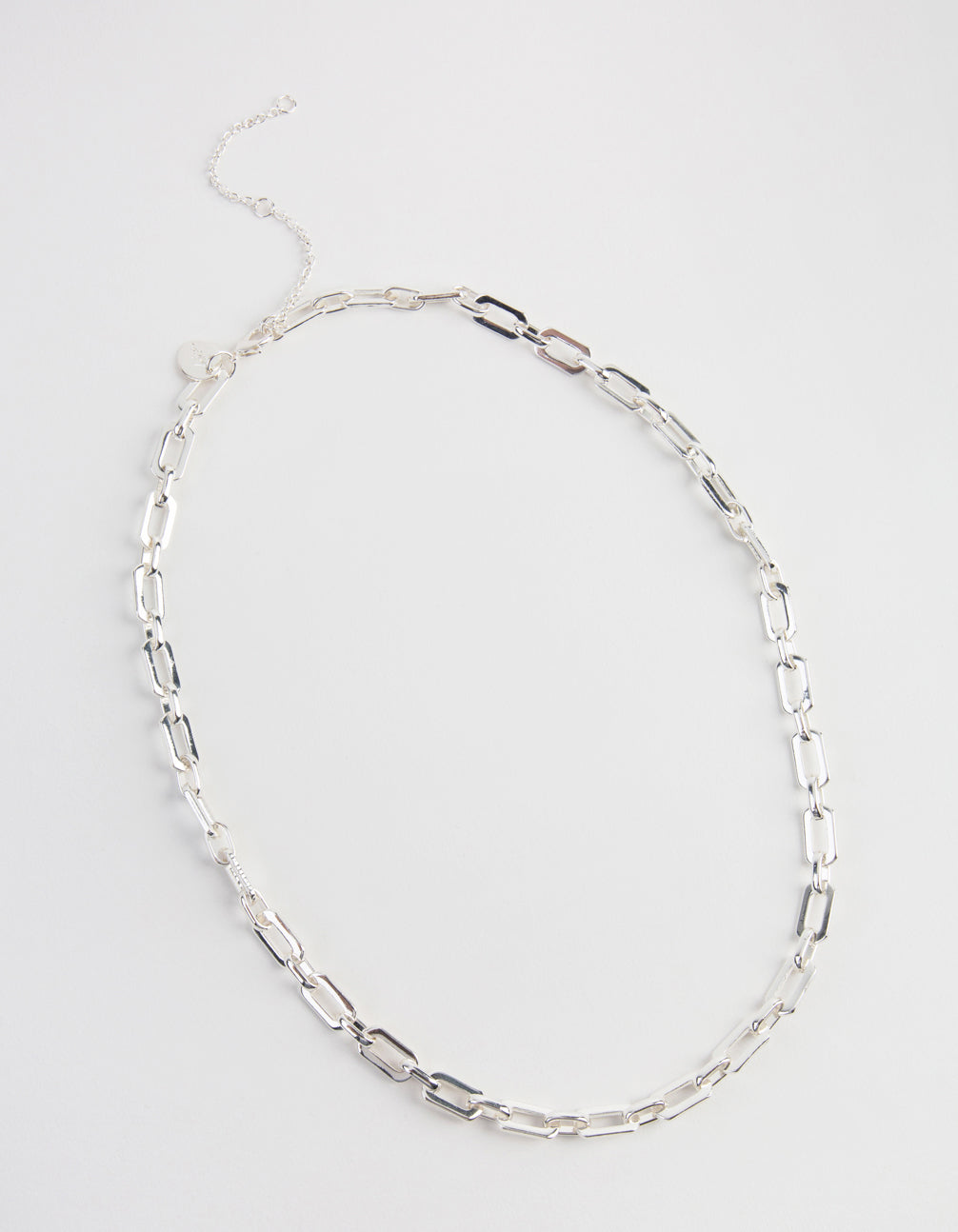 Silver Rectangle Link Necklace