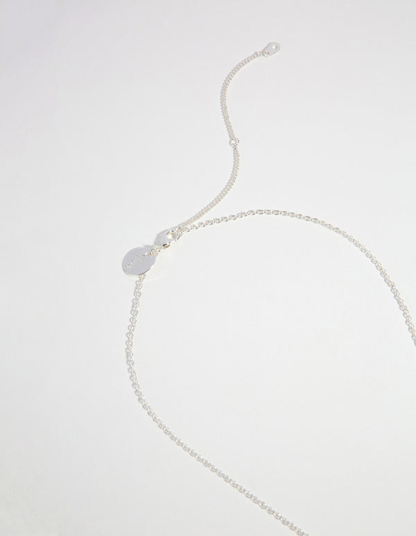 Silver Plated Crystal Rectangle Pendant Necklace