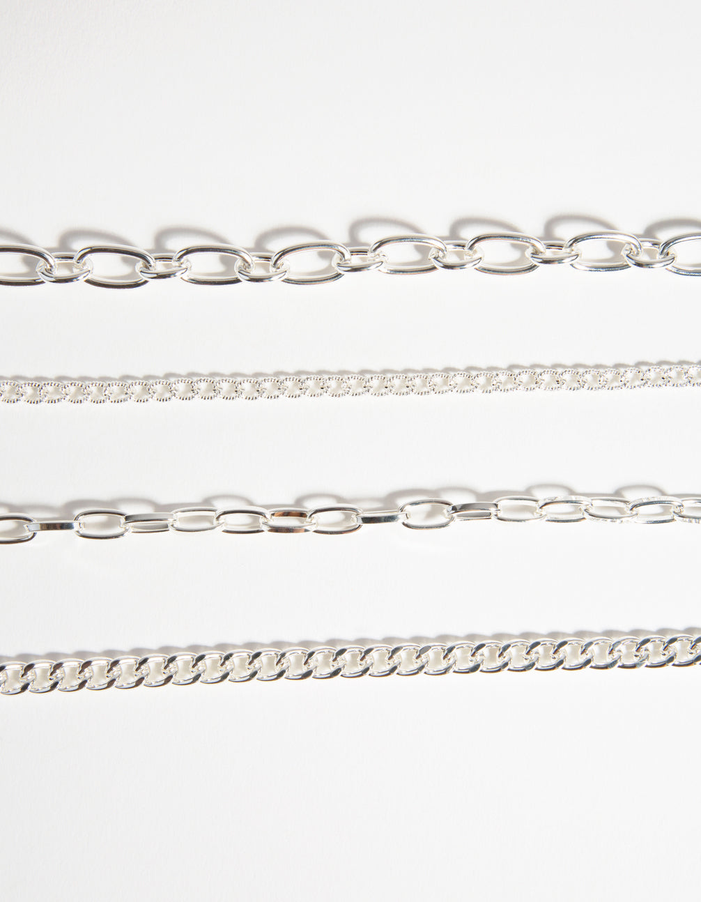 Silver Mixed Chain Choker 4-Pack
