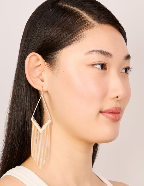Gold Diamond Shaped Snakechain Earrings